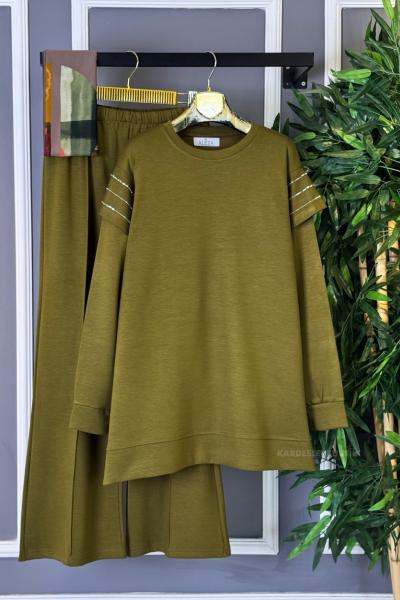 Omuz Şeritli İkili Takım Yağ Yeşili