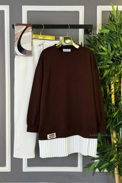 Piliseli Tunik Kahverengi