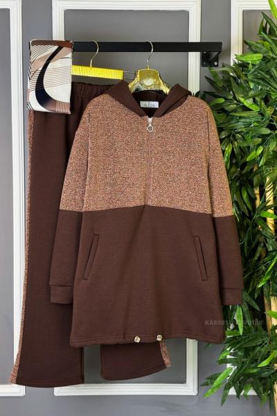 Simli İkili Takım Kahverengi