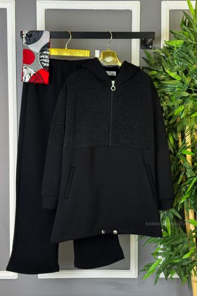 Simli İkili Takım Siyah