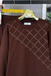 Tunik Yandan İşlemeli İkili Takım Kahverengi