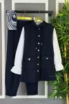 Üçlü Çıtçıtlı Yelekli Takım Lacivert