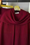 Üçlü Fitilli Triko Takım  Bordo