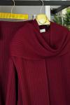 Üçlü Fitilli Triko Takım  Bordo