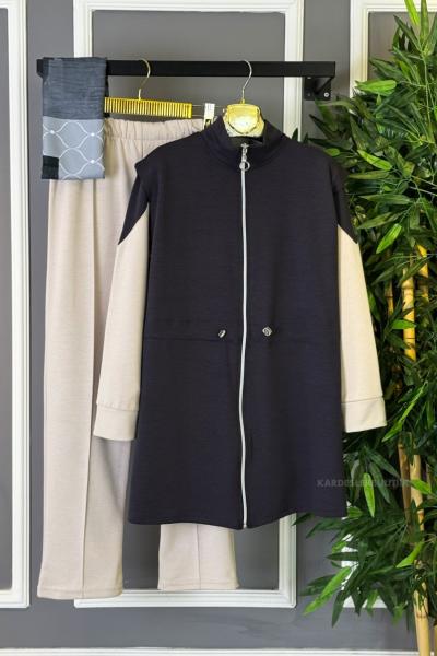 Üçlü Oyso Yelekli Takım Antrasit