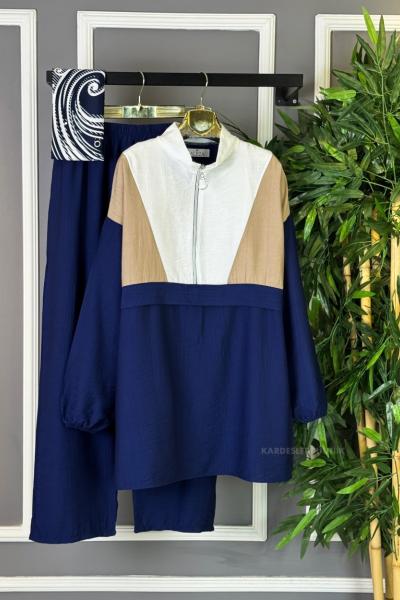 Yarım Fermuarlı İkili Takım Lacivert