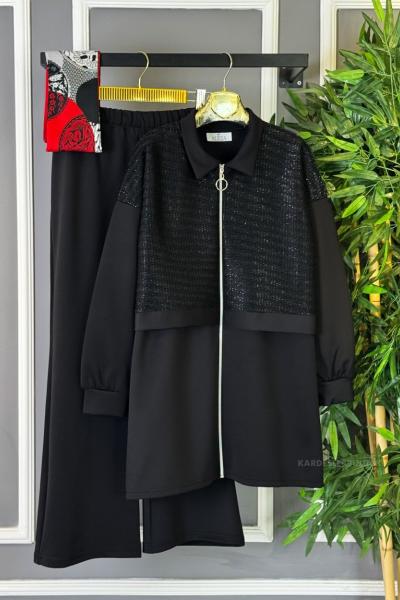 Yarım Pullu İkili Takım Siyah