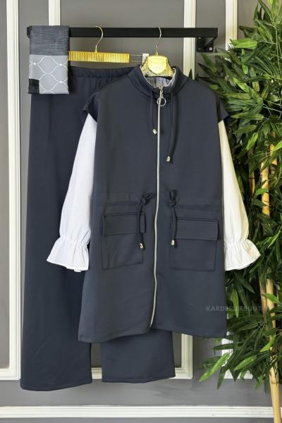 Yelekli Cepli Takım Antrasit