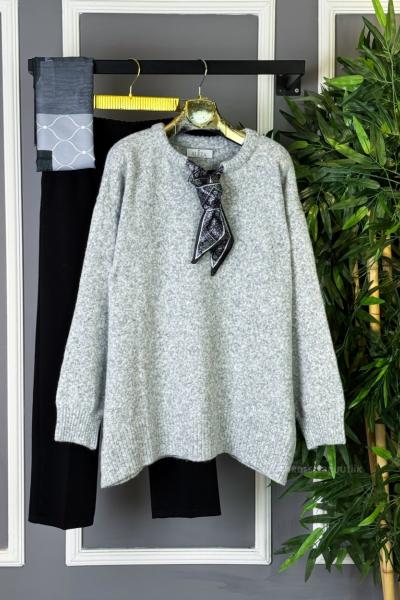 Yumoş Triko Tunik  Gri