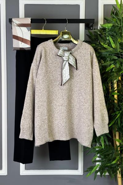 Yumoş Triko Tunik  Bej