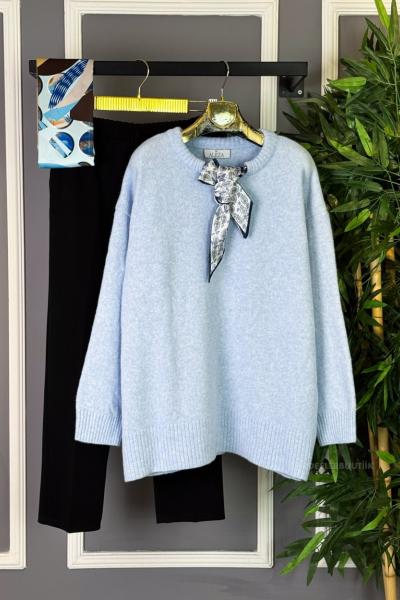 Yumoş Triko Tunik  Bebe Mavisi