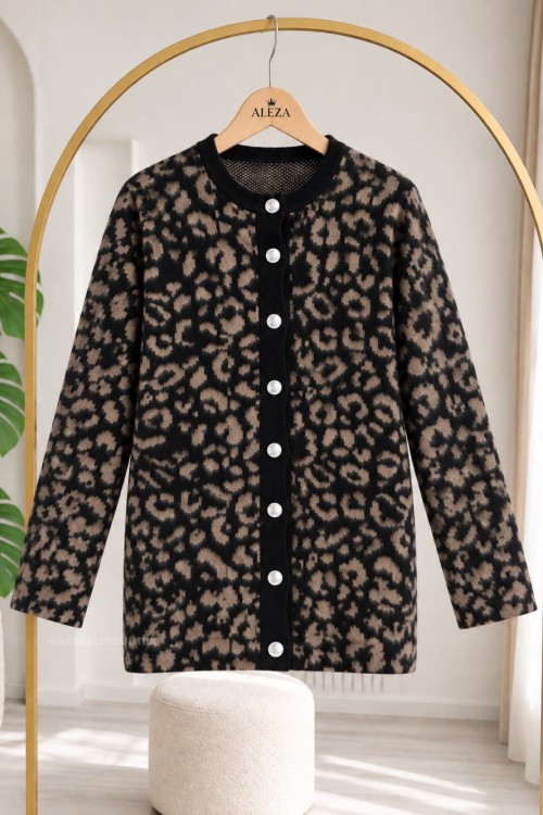 Leopar Triko Hırka Leopar