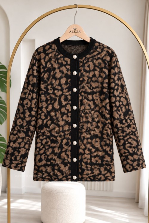 Leopar Triko Hırka Leopar