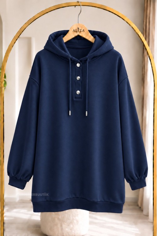 Çıtçıtlı Sweatshirt Lacivert