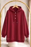 Çıtçıtlı Sweatshirt Bordo