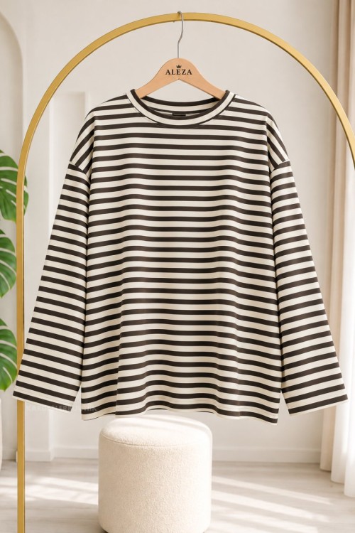 Basic Çizgili Tunik  Siyah