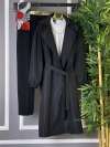 Kruvaze Yaka Oversize Trençkot  Siyah