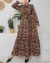 Leopar Desenli Elbise Leopar