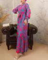Palmiye Desen Elbise  Pembe