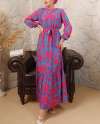 Palmiye Desen Elbise  Pembe